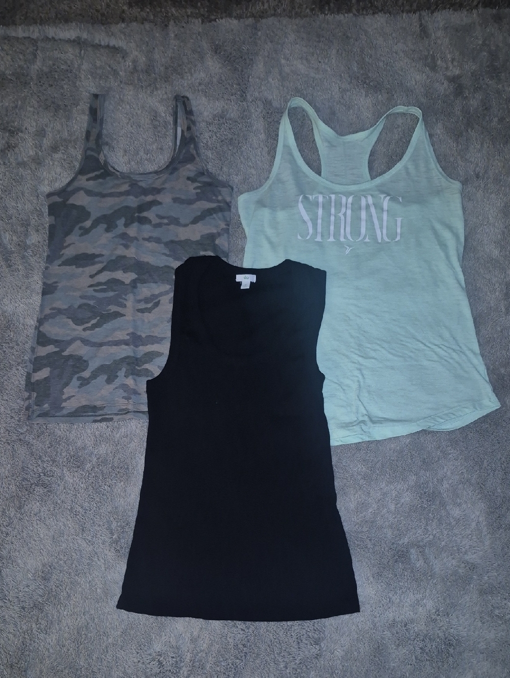 Womens Tank Top Bundle Size Medium- Black, Camo and Mint Green Color